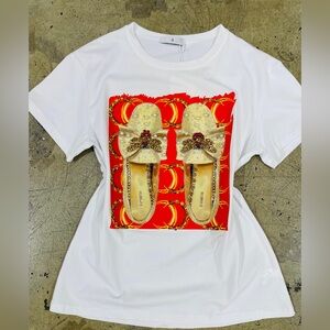 Elegant Gold Women's T-shirt Shoes